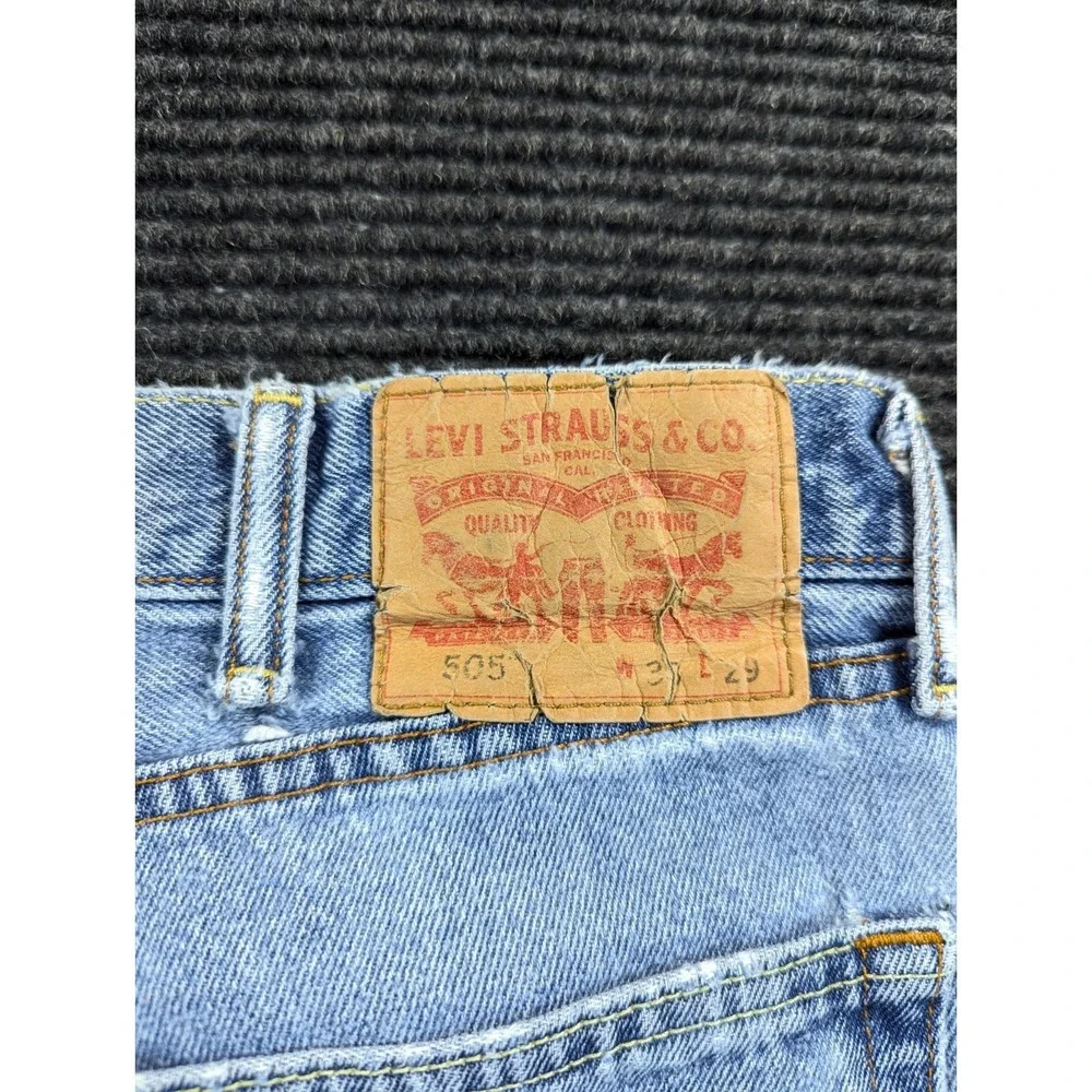 Levi's 505 Regular Fit Jeans Mens 38 Blue Denim Logo Straight Leg Mid Rise